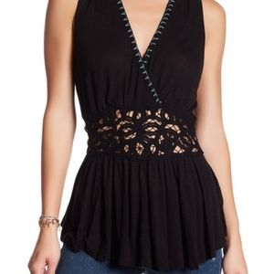 Megan Embroidered Peplum Tank